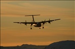 Dash-7 Landing at Nuuk Airport at sunset